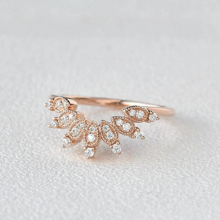 Round Cut D Color Moissanite Unique Curved Shape Band For Women