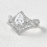 Moissanite Round Cut Twisted Vintage Halo Bridal Set For Women