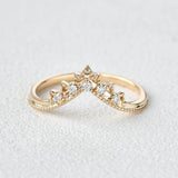 Chevron Style Round Cut Moissanite Wedding Band For Her