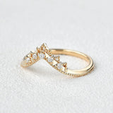 Chevron Style Round Cut Moissanite Wedding Band For Her