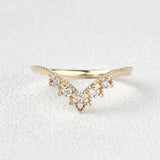 Chevron Style Round Cut Moissanite Wedding Band For Her