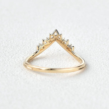 Chevron Style Round Cut Moissanite Wedding Band For Her