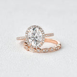 Oval Cut Moissanite D Color Vintage Halo Wedding Set For Women