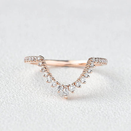Curved Style D Color Moissanite Marquise Cut Band