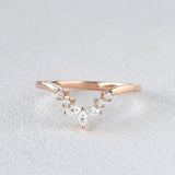 Chevron Style Moissanite Marquise Cut Band Birthday Gift For Her