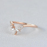 Chevron Style Moissanite Marquise Cut Band Birthday Gift For Her