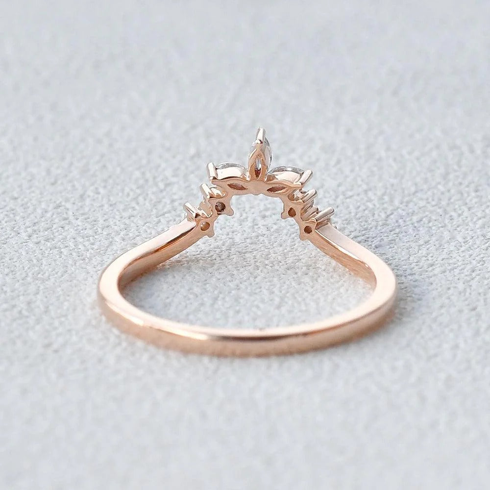 Chevron Style Moissanite Marquise Cut Band Birthday Gift For Her