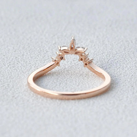 Chevron Style Moissanite Marquise Cut Band Birthday Gift For Her