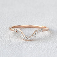 Curved Shape Round Cut Eternity Moissnaite Wedding Band