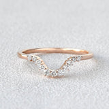 Curved Shape Round Cut Eternity Moissnaite Wedding Band