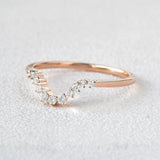 Curved Shape Round Cut Eternity Moissnaite Wedding Band