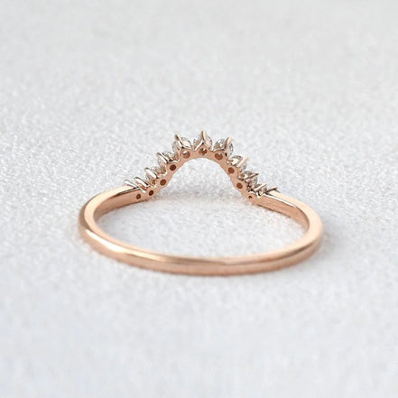 Curved Shape Round Cut Eternity Moissnaite Wedding Band