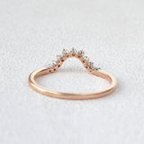 Curved Shape Round Cut Eternity Moissnaite Wedding Band