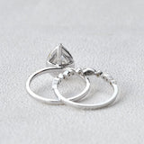 VVS1 Pear Cur Vintage Halo Moissanite Bridal Set For Her