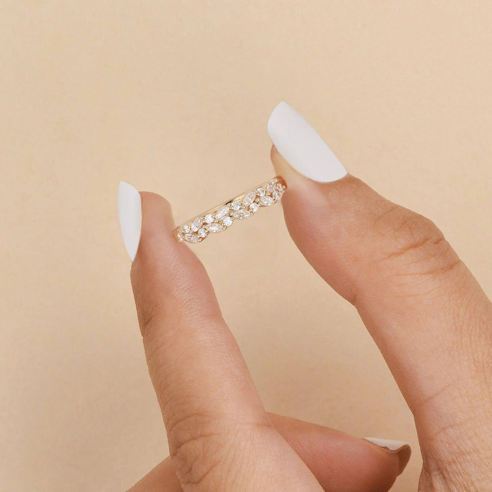 Moissanite Marquise And Round Cut Eternity Band