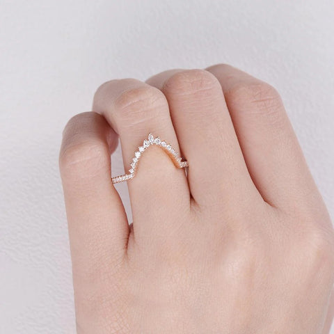 Curved Style D Color Moissanite Marquise Cut Band