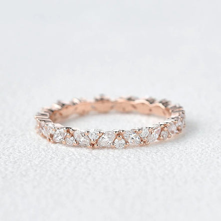 Full Eternity Marquise And Round Cut Moissanite Band