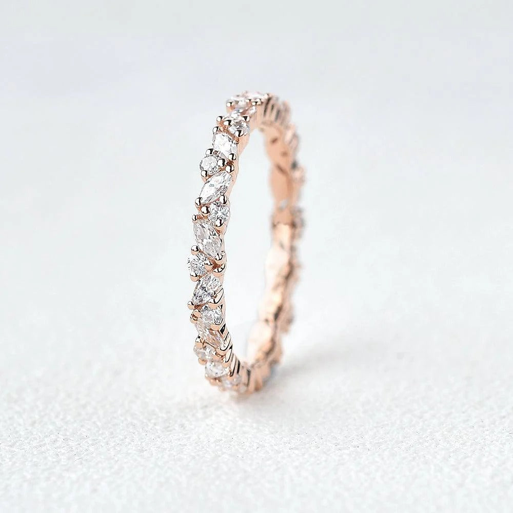 Full Eternity Marquise And Round Cut Moissanite Band