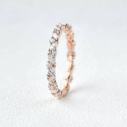 Full Eternity Marquise And Round Cut Moissanite Band