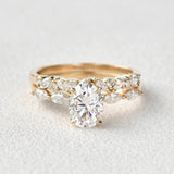 Oval Cut Five Stone Moissanite Wedding Ring Set For Women