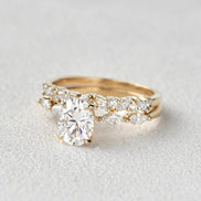 Oval Cut Five Stone Moissanite Wedding Ring Set For Women