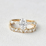 Oval Cut Five Stone Moissanite Wedding Ring Set For Women