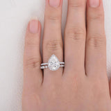 VVS1 Pear Cur Vintage Halo Moissanite Bridal Set For Her