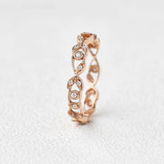 Filigree Art Deco Round Cut Moissanite Eternity Band For her