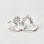 VVS1 Moissanite Halo Pear Cut Bridal Set For Women