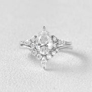 Pear Cut Moissanite VVS1 Clarity Side Accent Wedding Proposal Ring