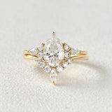 Pear Cut Moissanite VVS1 Clarity Side Accent Wedding Proposal Ring