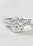 Moissanite Cushion Cut Hidden Halo Bridal Ring Set