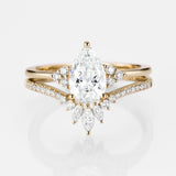 Pear Cut Side Accent Moissanite Wedding Ring Set For Her