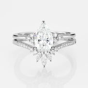 Pear Cut Side Accent Moissanite Wedding Ring Set For Her