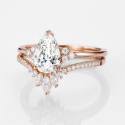 Pear Cut Side Accent Moissanite Wedding Ring Set For Her