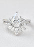 VVS1 Clarity Moissanite Pear Cut Side Accent Bridal Ring Set