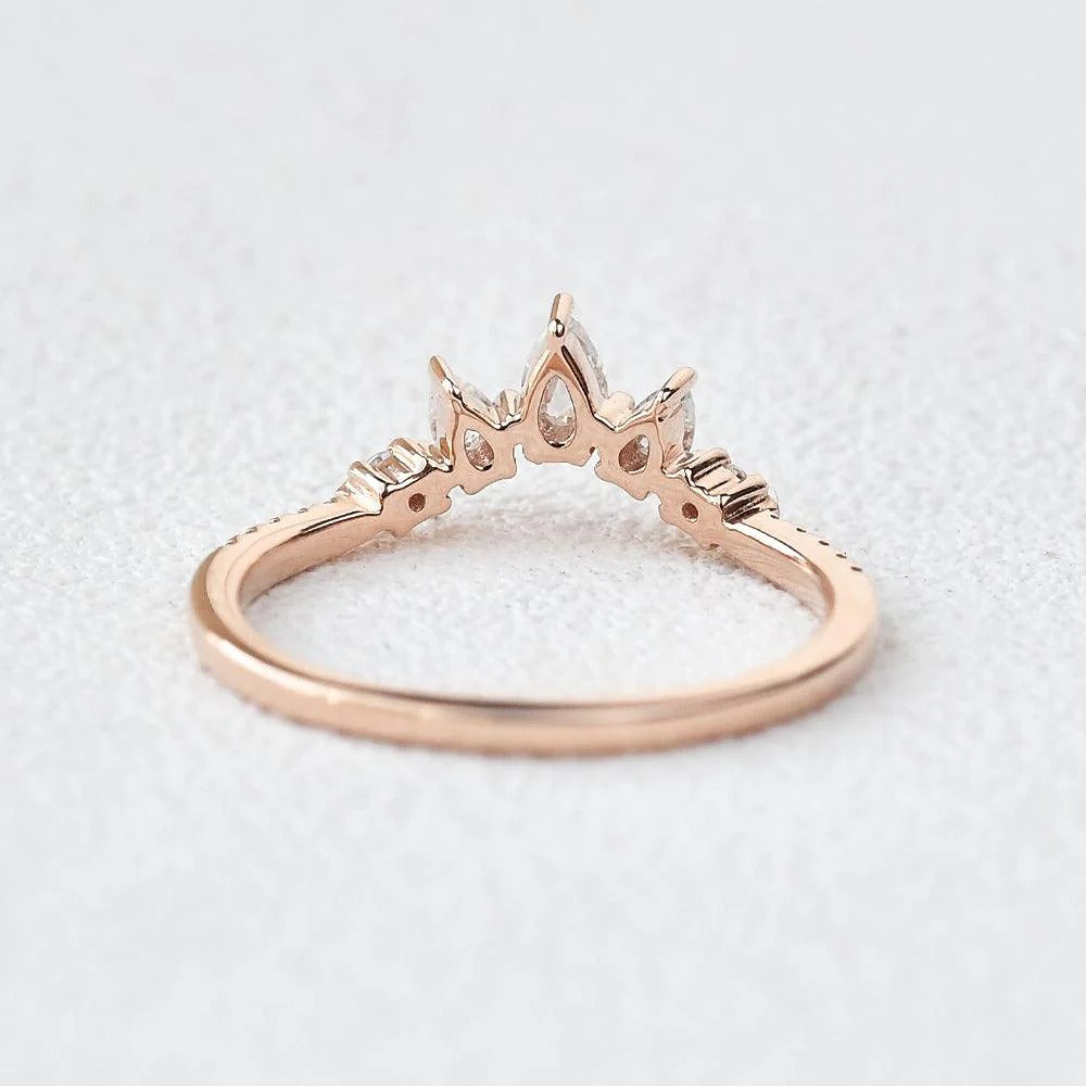 Pear And Round Cut D Color Moissanite Wedding Band For Bride