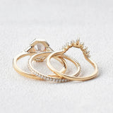 Oval Cut Filigree Three Stone Moissnaite Wedding Ring Set For Women