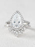 Vintage Halo Pear Cut D Color Moissanite Ring Set For Women