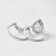 Vintage Halo Pear Cut D Color Moissanite Ring Set For Women