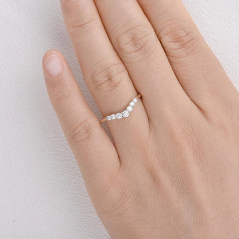 Curved Shape Round Cut Moissanite Band For Women