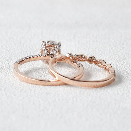 Hidden Halo Round Cut 1.30CT Colorless Moissanite Ring Set