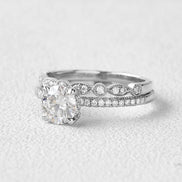 Hidden Halo Round Cut 1.30CT Colorless Moissanite Ring Set