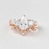 VVS1 Moissanite Pear Cut Twisted Ring Set For Women