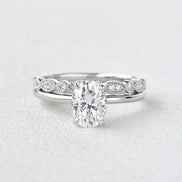 Moissanite Oval Cut Solitaire Wedding Ring Set For Women