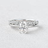 Moissanite Oval Cut Solitaire Wedding Ring Set For Women