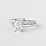D Color Moissanite Solitaire Pear Cut Rind Set