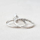 D Color Moissanite Solitaire Pear Cut Rind Set
