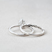 Pave Set Pear Cut Moissanite Colorless Bridal Ring Set