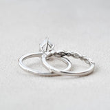 Pave Set Pear Cut Moissanite Colorless Bridal Ring Set
